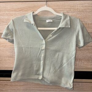 John Galt Women's Light Green Button-Up Top